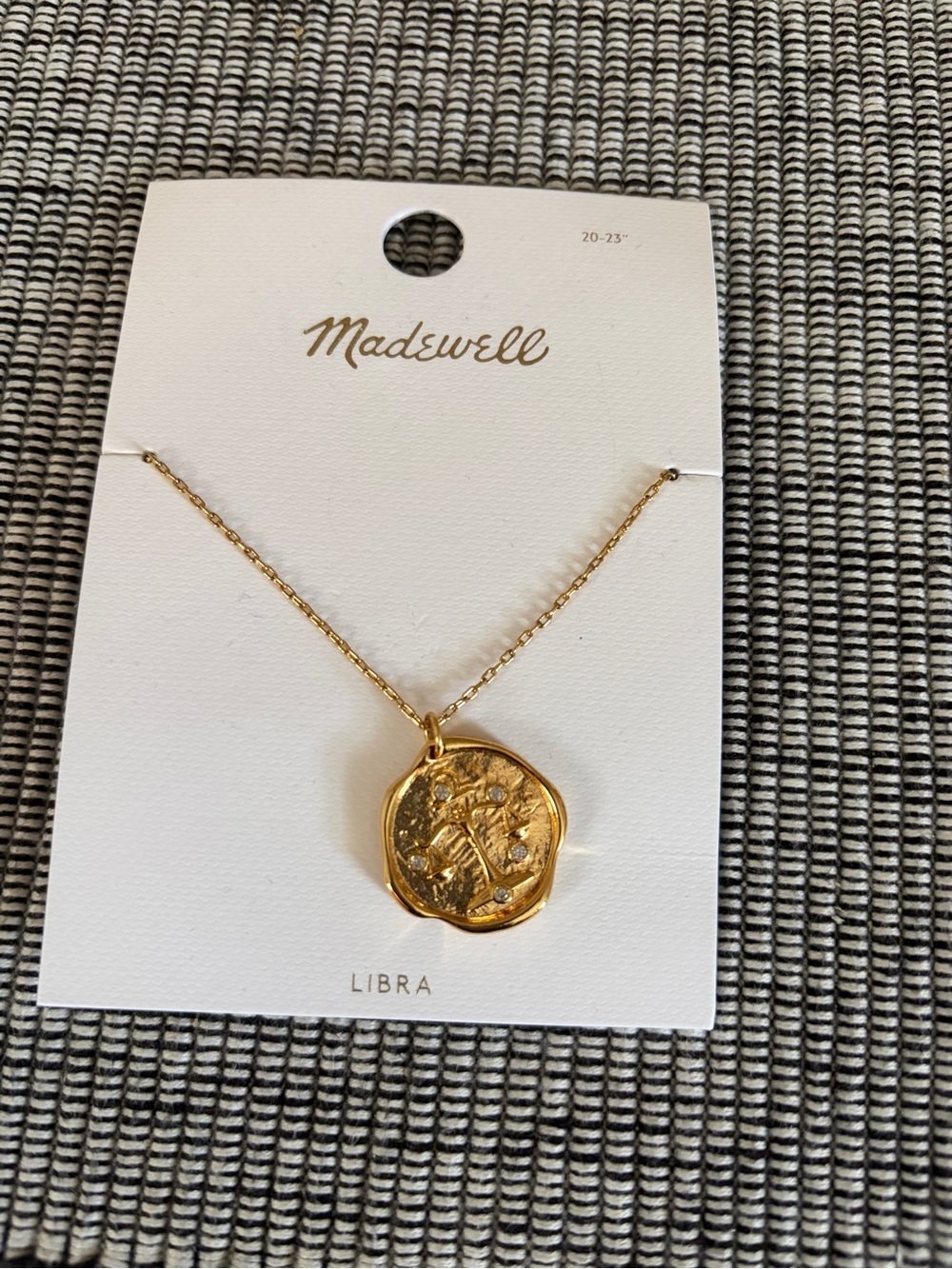 Madewell Gold Textured Libra Coin Pendant Necklace